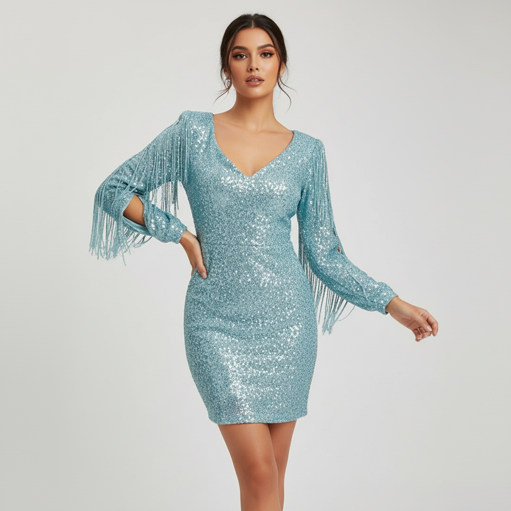 Anika Women's Evening Dress | Glitter Fabric, Flattering Silhouette - 5