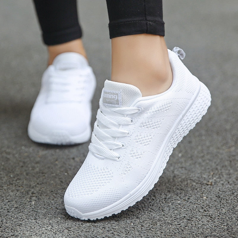 Evelyn Women's White Sneakers | Breathable Fabric, Lightweight Comfort 0