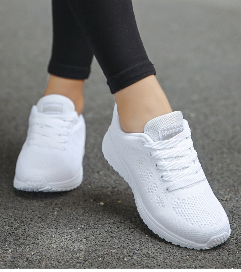 Evelyn Women's White Sneakers | Breathable Fabric, Lightweight Comfort 8